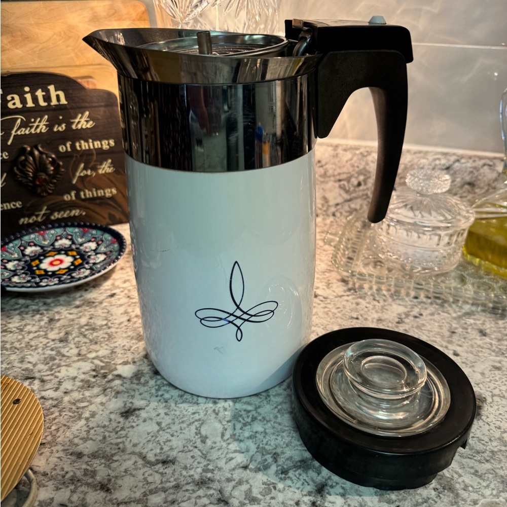 Vintage Trefoil Corningware Percolator - 10 Cup